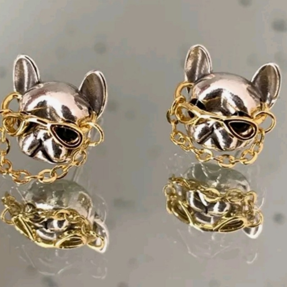 "HOST PICK 3X's"   FRENCH BULLDOG STUD EARRINGS Unisex - Picture 3 of 5